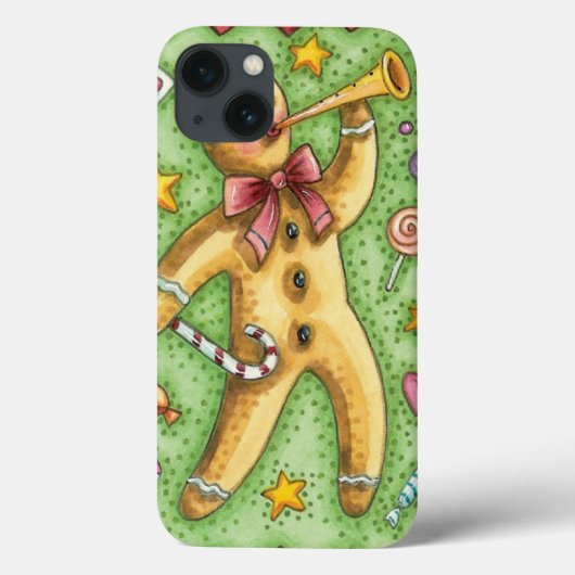 Niedlicher Lebkuchenmann Blühende Horn, Weihnachts Case-Mate iPhone Hülle (Rückseite)