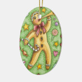 Niedlicher Lebkuchenmann Blühende Horn, Weihnachts Keramikornament (Links)