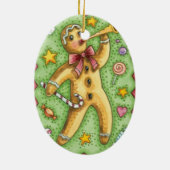 Niedlicher Lebkuchenmann Blühende Horn, Weihnachts Keramikornament (Hinten)