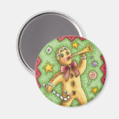 Niedlicher Lebkuchenmann Blühende Horn, Weihnachts Magnet (Vorderseite/Rückseite)