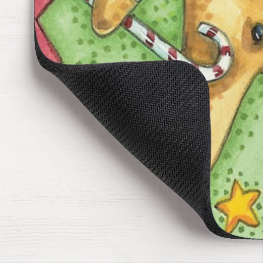 Niedlicher Lebkuchenmann Blühende Horn, Weihnachts Mousepad (Ecke)
