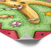 Niedlicher Lebkuchenmann Blühende Horn, Weihnachts Poster (Ecke)