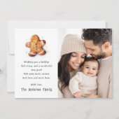 Niedlicher Lebkuchenmann Frohe Weihnachtsfeier Fot Feiertagskarte (Vorderseite)