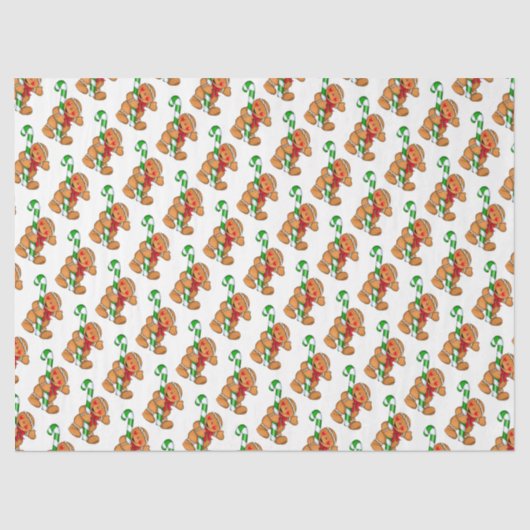 Niedlicher Lebkuchenmann mit Candy Cane Seidenpapier (Vorderseite)