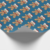 niedlicher Lebkuchenmann mit Weihnachtsmannmütze Geschenkpapier (Ecke)
