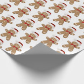 niedlicher Lebkuchenmann mit Weihnachtsmannmütze Geschenkpapier (Ecke)