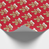 niedlicher Lebkuchenmann mit Weihnachtsmannmütze Geschenkpapier (Ecke)