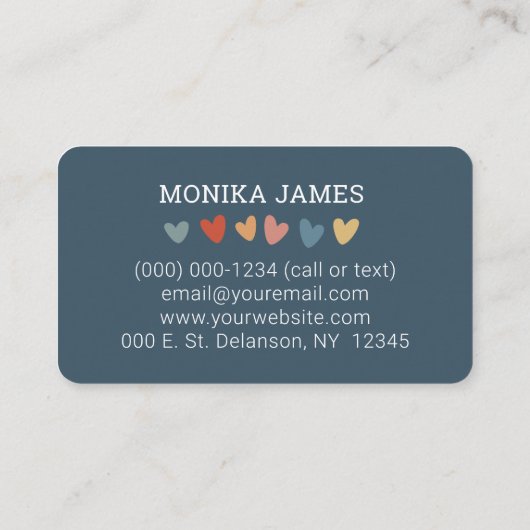 Niedlicher Lehrer Blue Boho Rainbow Visitenkarte (Rückseite)