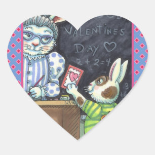 NIEDLICHER LEHRER-BUNNY-RABBIT Herz-Aufkleber
