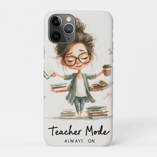 Niedlicher Lehrer Cartoon mit "Lehrermodus immer e Case-Mate iPhone Hülle (Rückseite)