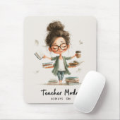 Niedlicher Lehrer Cartoon mit "Lehrermodus immer e Mousepad (Mit Mouse)