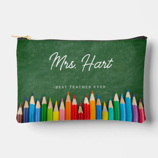 Niedlicher Lehrer - Farbige Stifte auf der Tafel Zubehörtasche (Vorderseite)