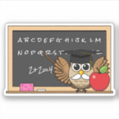 Niedlicher Lehrer mit Apple-Cartoon Aufkleber (Vorderseite)