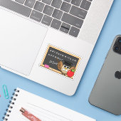 Niedlicher Lehrer mit Apple-Cartoon Aufkleber (Laptop mit iPhone)