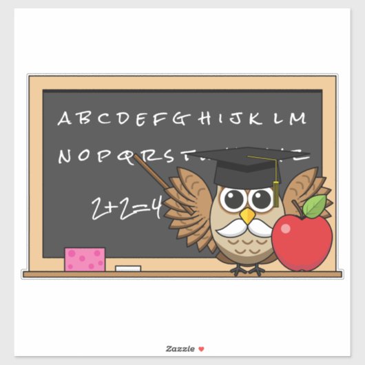 Niedlicher Lehrer mit Apple-Cartoon Aufkleber (Blatt)
