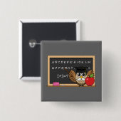 Niedlicher Lehrer mit Apple-Cartoon Button (Vorne & Hinten)