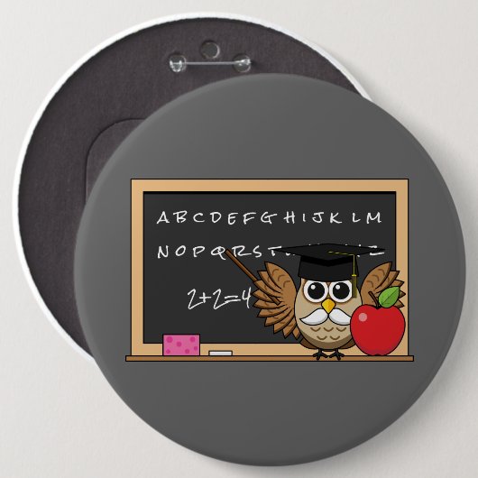 Niedlicher Lehrer mit Apple-Cartoon Button (Vorne & Hinten)