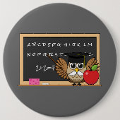 Niedlicher Lehrer mit Apple-Cartoon Button (Vorderseite)