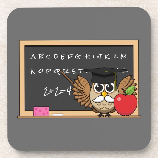 Niedlicher Lehrer mit Apple-Cartoon Getränkeuntersetzer (Vorderseite)