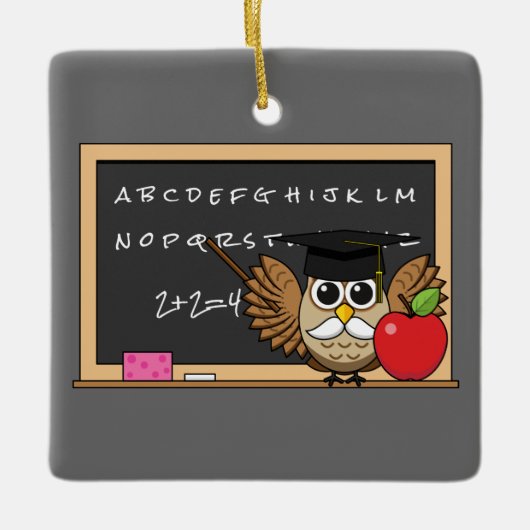 Niedlicher Lehrer mit Apple-Cartoon Keramikornament (Vorderseite)