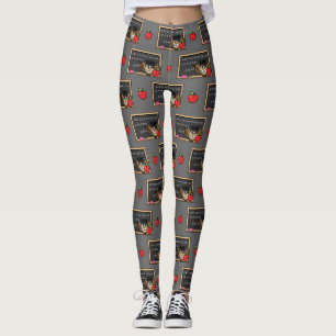 Niedlicher Lehrer mit Apple-Cartoon Leggings