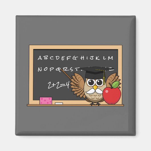 Niedlicher Lehrer mit Apple-Cartoon Magnet (Vorne)