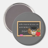 Niedlicher Lehrer mit Apple-Cartoon Magnet (Vorderseite/Rückseite)