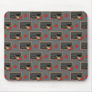 Niedlicher Lehrer mit Apple-Cartoon Mousepad