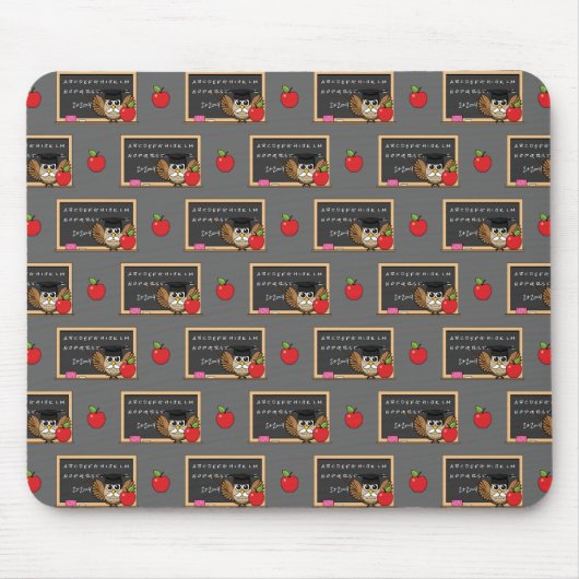 Niedlicher Lehrer mit Apple-Cartoon Mousepad (Vorne)