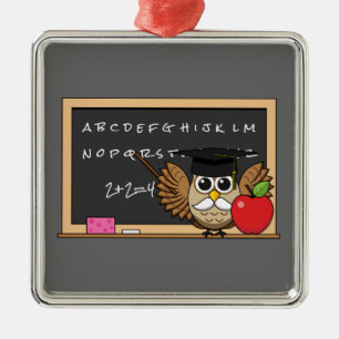 Niedlicher Lehrer mit Apple-Cartoon Ornament Aus Metall