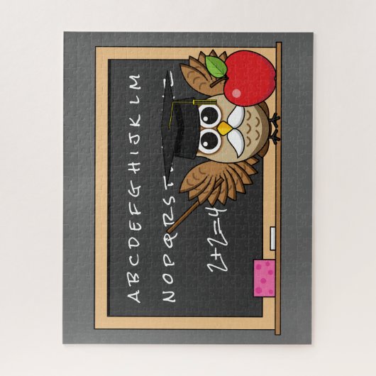 Niedlicher Lehrer mit Apple-Cartoon Puzzle (Vertikal)