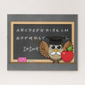 Niedlicher Lehrer mit Apple-Cartoon Puzzle (Horizontal)