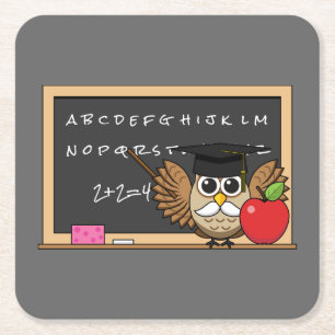 Niedlicher Lehrer mit Apple-Cartoon Rechteckiger Pappuntersetzer