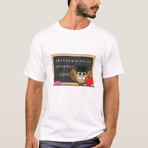 Niedlicher Lehrer mit Apple-Cartoon T-Shirt