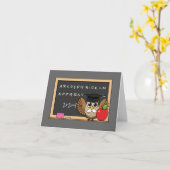 Niedlicher Lehrer mit Apple-Cartoon | Text hinzufü Karte (Gelbe Blume)