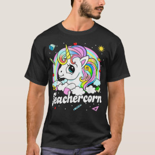 Niedlicher Lehrer mit Unicorn Girl Kis Teacher T-S T-Shirt