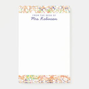 Niedlicher Lehrer vom Schreibtisch aus 4 x 6 Post-it Klebezettel