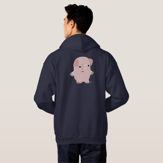 Niedlicher leiser Cartoon Pig Hooded Sweatshirt (Schwarz voll)