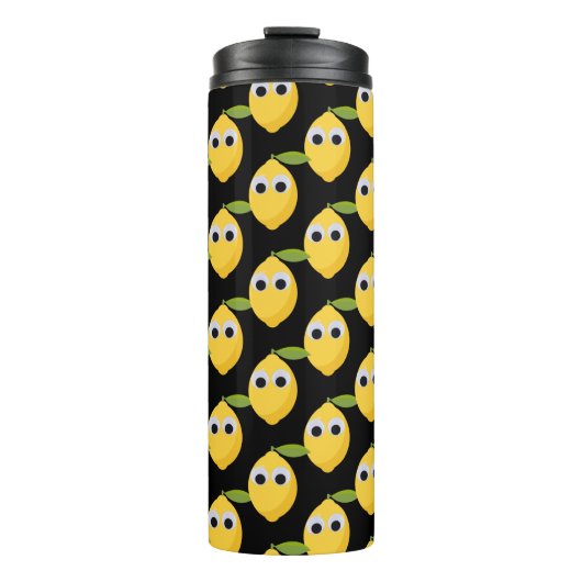 Niedlicher Lemon-Charakter mit Googly Eyes Thermosbecher (Vorderseite)
