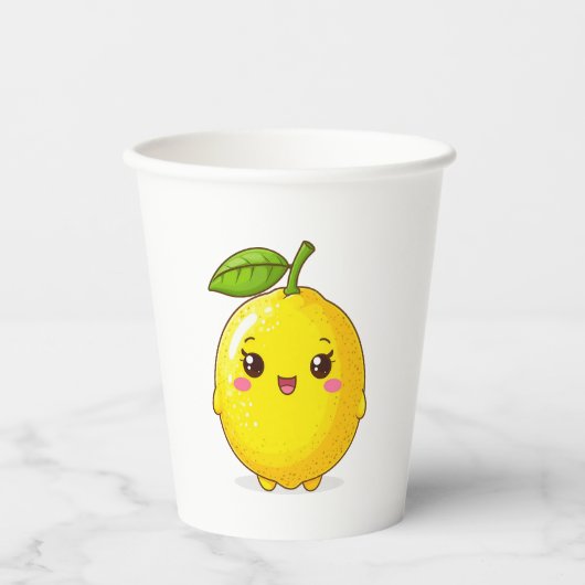 Niedlicher Lemon-Charakter Pappbecher (Vorderseite)