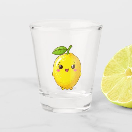 Niedlicher Lemon-Charakter Schnapsglas (Vorderseite)