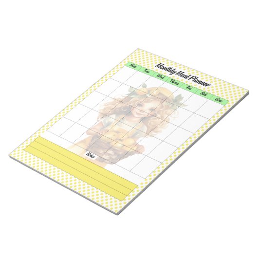 Niedlicher Lemon Pie Monatlicher Speiseplan Notizblock (angewinkelt)