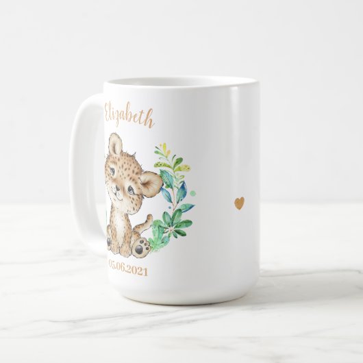 Niedlicher Leopard Geburtstagskaffee Tasse (Vorderseite Links)