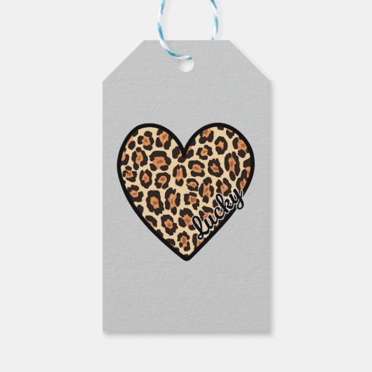 Niedlicher Leopard Herzschlag Valentinstag Geschenkanhänger (Rückseite)