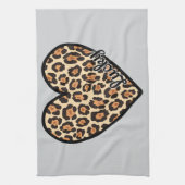 Niedlicher Leopard Herzschlag Valentinstag Geschirrtuch (Vertikal)