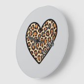 Niedlicher Leopard Herzschlag Valentinstag Große Wanduhr (Winkel)