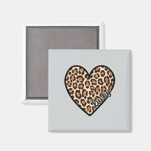 Niedlicher Leopard Herzschlag Valentinstag Magnet (Vorderseite/Rückseite)