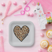 Niedlicher Leopard Herzschlag Valentinstag Pappteller (Party)