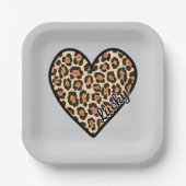 Niedlicher Leopard Herzschlag Valentinstag Pappteller (Vorderseite)