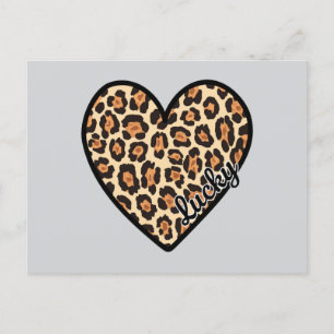 Niedlicher Leopard Herzschlag Valentinstag Postkarte